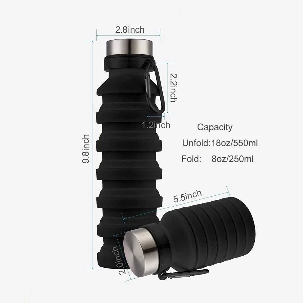 550ML Portable Collapsible Water Bottle BPA Free Leak Proof Silicone Reuseable Outdoor Camping Foldable Sport Water Bottles